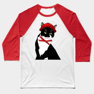 Cute Tuxedo Cat in a Cap  Copyright TeAnne Baseball T-Shirt